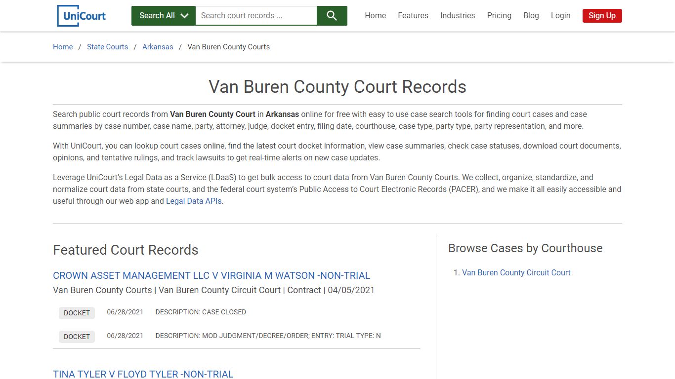 Van Buren County Court Records | Arkansas | UniCourt