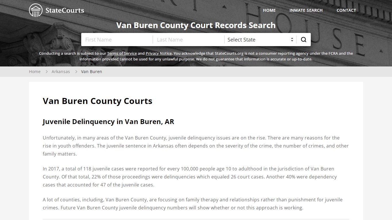 Van Buren County, AR Courts - Records & Cases - StateCourts